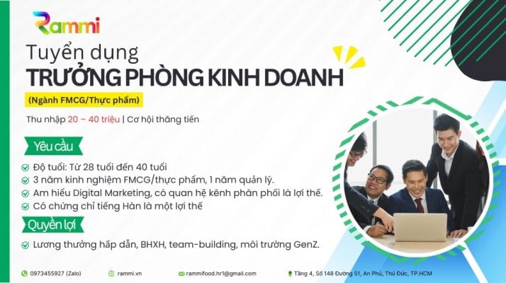 Tuyển Dụng Trưởng Phòng Kinh Doanh Ngành Thực Phẩm – FMCG